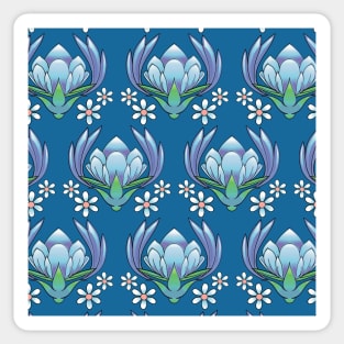 Blue flower lotus and daisy flowers pattern Sticker